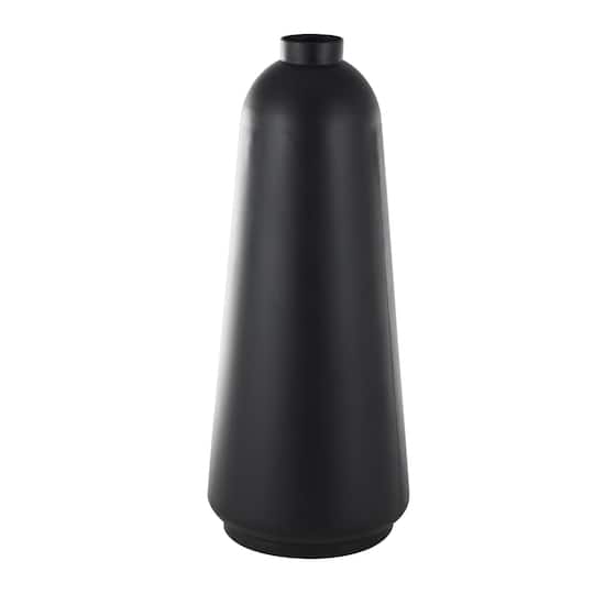 Black Metal Vase with Narrow Opening
